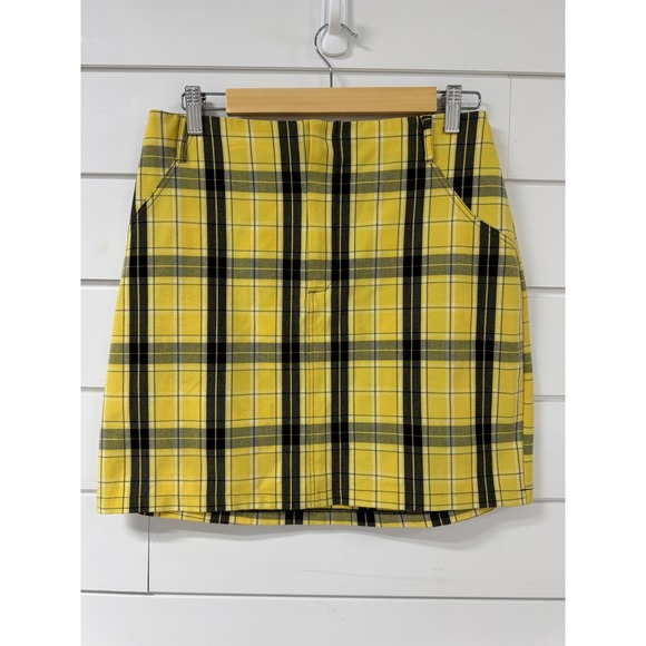 Hollister Dresses & Skirts - Hollister Yellow Plaid Mini Skirt Ultra High Rise Clueless Style Check Size M